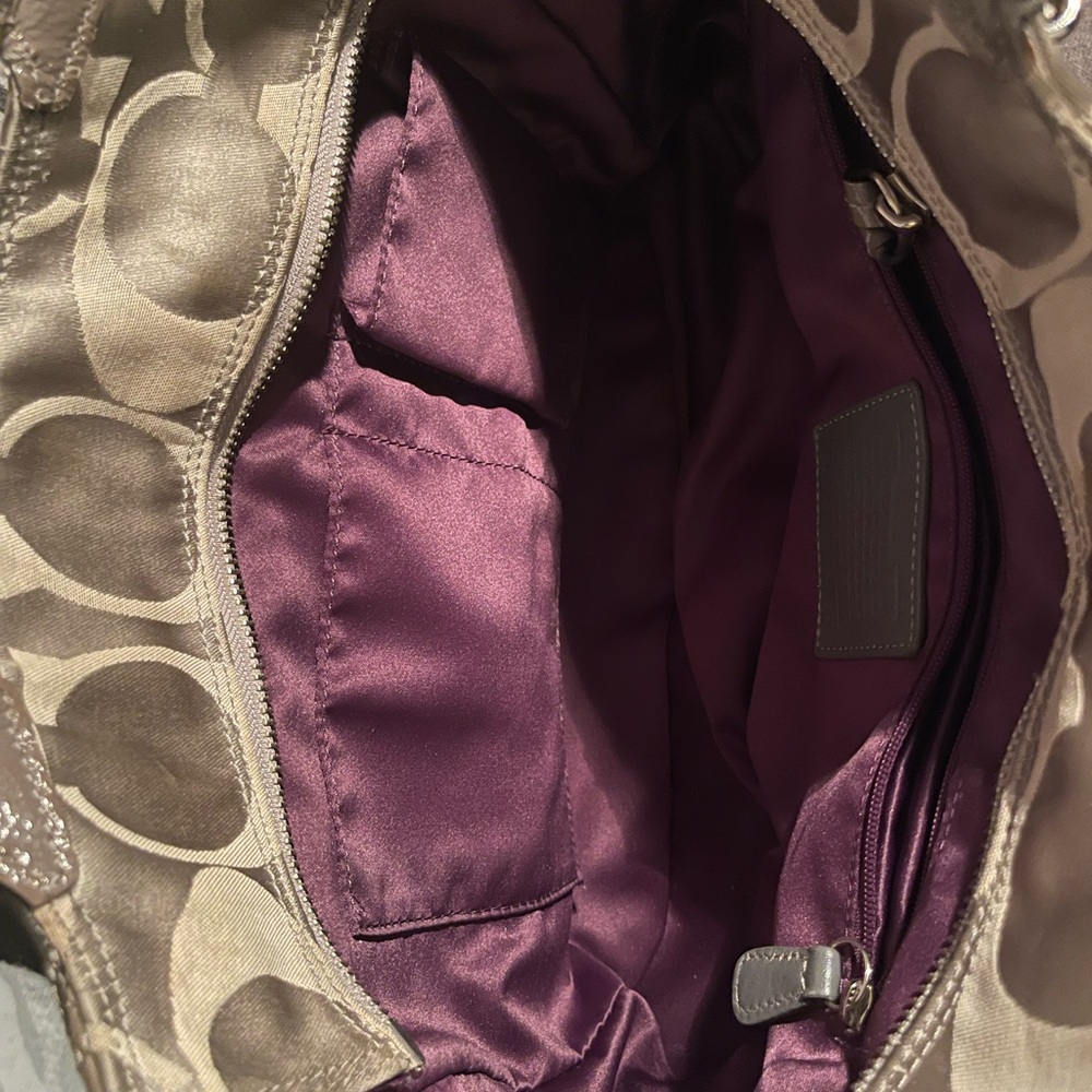 Authentic Coach Gray Pieced Patchwork Leather Sue… - image 5